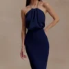 Elina Satin Necklace Maxi Dress – Navy Elina Satin Necklace Maxi Dress – Navy