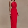 Elina Satin Necklace Maxi Dress – Red Elina Satin Necklace Maxi Dress – Red