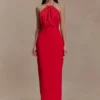 Elina Satin Necklace Maxi Dress – Red Elina Satin Necklace Maxi Dress – Red