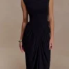 Elisa Diamante Neck Maxi Dress – Black Elisa Diamante Neck Maxi Dress – Black