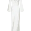 Eliza Long Sleeve Cowl Lace And Satin Maxi Dress – Ivory