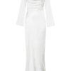 Eliza Long Sleeve Cowl Lace And Satin Maxi Dress – Ivory