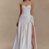 Elizabeth Strapless Corset Maxi Dress – White