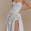 Elizabeth Strapless Corset Maxi Dress – White