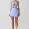 Ella Bow Detail Halter Mini Dress – Periwinkle Blue