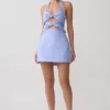 Ella Bow Detail Halter Mini Dress – Periwinkle Blue