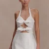 Ella Bow Detail Halter Mini Dress – White Ella Bow Detail Halter Mini Dress – White