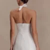 Ella Bow Detail Halter Mini Dress – White Ella Bow Detail Halter Mini Dress – White