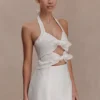 Ella Bow Detail Halter Mini Dress – White Ella Bow Detail Halter Mini Dress – White