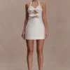 Ella Bow Detail Halter Mini Dress – White Ella Bow Detail Halter Mini Dress – White