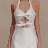 Ella Bow Detail Halter Mini Dress – White Ella Bow Detail Halter Mini Dress – White
