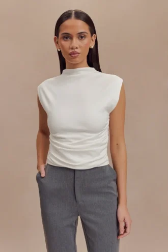 ellia high neck sleeveless top white 1 330x495 - Ellia High Neck Sleeveless Top - White