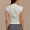 Ellia High Neck Sleeveless Top – White