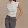 Ellia High Neck Sleeveless Top – White
