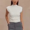Ellia High Neck Sleeveless Top – White