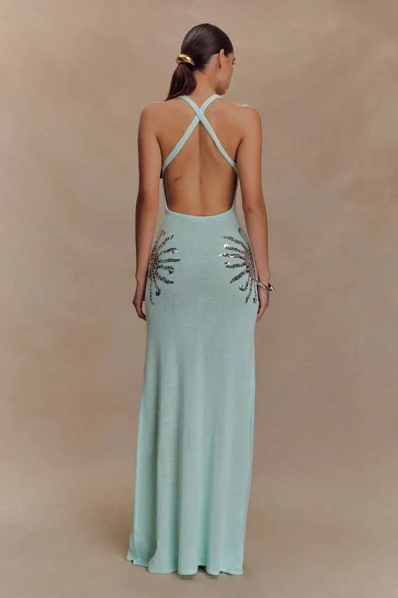 Ellington Knit Maxi Dress With Sequin – Lagoon Ellington Knit Maxi Dress With Sequin – Lagoon