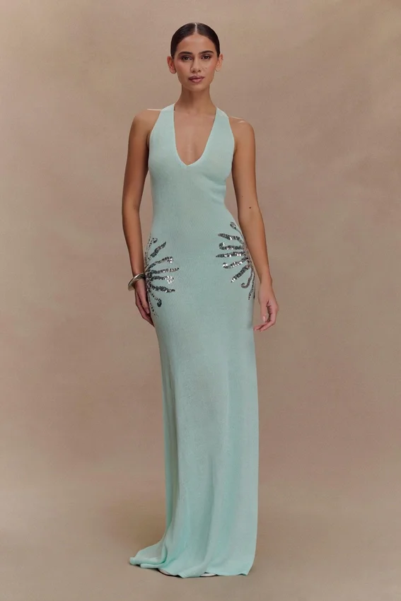 Ellington Knit Maxi Dress With Sequin – Lagoon Ellington Knit Maxi Dress With Sequin – Lagoon