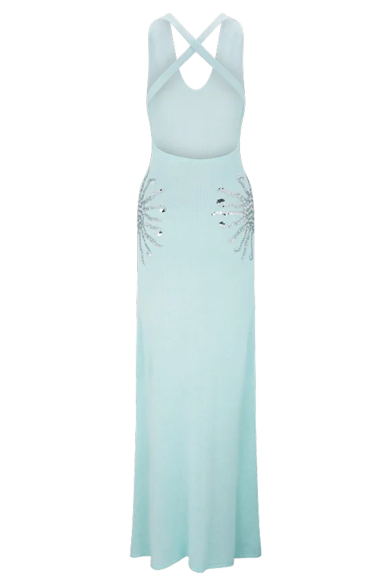 Ellington Knit Maxi Dress With Sequin – Lagoon Ellington Knit Maxi Dress With Sequin – Lagoon
