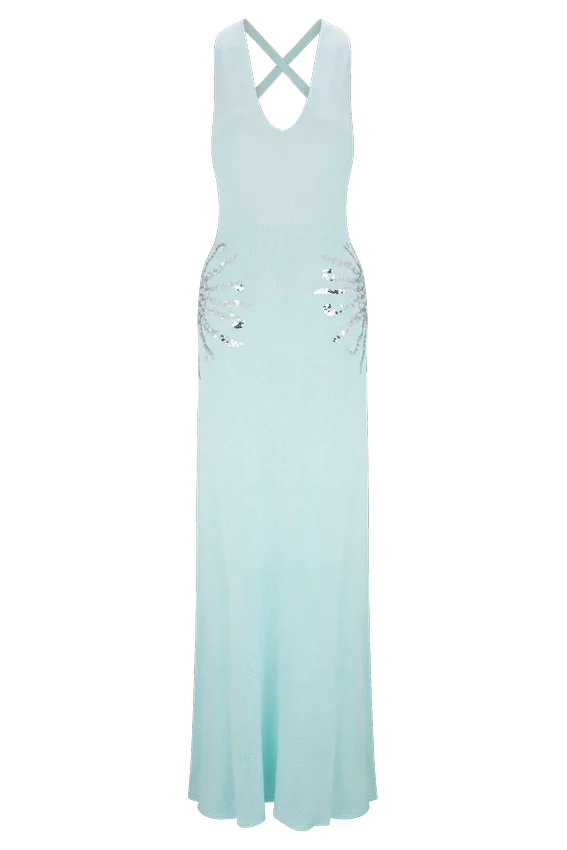 Ellington Knit Maxi Dress With Sequin – Lagoon Ellington Knit Maxi Dress With Sequin – Lagoon