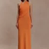 Elma Halter Knit Maxi Dress – Orange Elma Halter Knit Maxi Dress – Orange