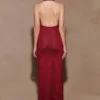 Elma Lurex Knit Halter Maxi Dress – Deep Red Elma Lurex Knit Halter Maxi Dress – Deep Red