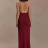 Elma Lurex Knit Halter Maxi Dress – Deep Red Elma Lurex Knit Halter Maxi Dress – Deep Red