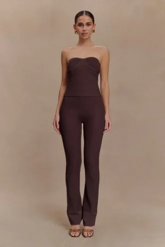 Elodie Ribbed Knit Pants – Chocolate
