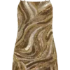 Eloise Hand Beaded Mini Dress – Gold Swirl Print