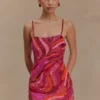 Eloise Hand Beaded Mini Dress – Pink Swirl Print Eloise Hand Beaded Mini Dress – Pink Swirl Print