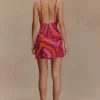 Eloise Hand Beaded Mini Dress – Pink Swirl Print Eloise Hand Beaded Mini Dress – Pink Swirl Print