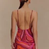 Eloise Hand Beaded Mini Dress – Pink Swirl Print Eloise Hand Beaded Mini Dress – Pink Swirl Print