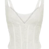 Elsie Pearl Beaded Bustier Top – White Elsie Pearl Beaded Bustier Top – White