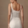 Elsie Pearl Beaded Bustier Top – White Elsie Pearl Beaded Bustier Top – White