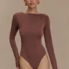 Elsie Shoulder Pad Bodysuit – Chocolate