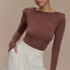 Elsie Shoulder Pad Bodysuit – Chocolate