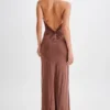 Elyna Slinky Halter Maxi Dress – Chocolate Elyna Slinky Halter Maxi Dress – Chocolate