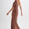 Elyna Slinky Halter Maxi Dress – Chocolate Elyna Slinky Halter Maxi Dress – Chocolate