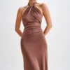 Elyna Slinky Halter Maxi Dress – Chocolate Elyna Slinky Halter Maxi Dress – Chocolate