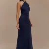 Elyna Slinky Halter Maxi Dress – Navy