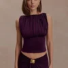 Erina Slinky Open Back Top – Aubergine