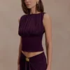 Erina Slinky Open Back Top – Aubergine