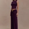 Erina Slinky Open Back Top – Aubergine