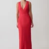 Esme Plunge Satin Maxi Dress – Red Esme Plunge Satin Maxi Dress – Red