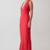 Esme Plunge Satin Maxi Dress – Red Esme Plunge Satin Maxi Dress – Red