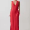 Esme Plunge Satin Maxi Dress – Red Esme Plunge Satin Maxi Dress – Red