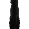 Etta Ruffle Slinky Maxi Dress – Black