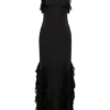 Etta Ruffle Slinky Maxi Dress – Black