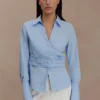 Eugenia Wrap Cotton Shirt – Blue Eugenia Wrap Cotton Shirt – Blue