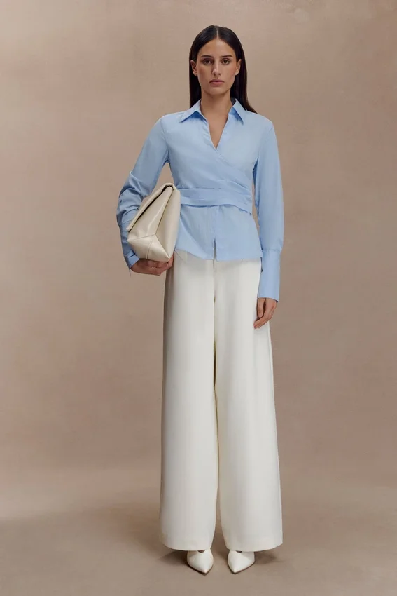 Eugenia Wrap Cotton Shirt – Blue Eugenia Wrap Cotton Shirt – Blue