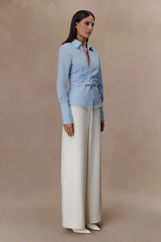 Eugenia Wrap Cotton Shirt – Blue Eugenia Wrap Cotton Shirt – Blue
